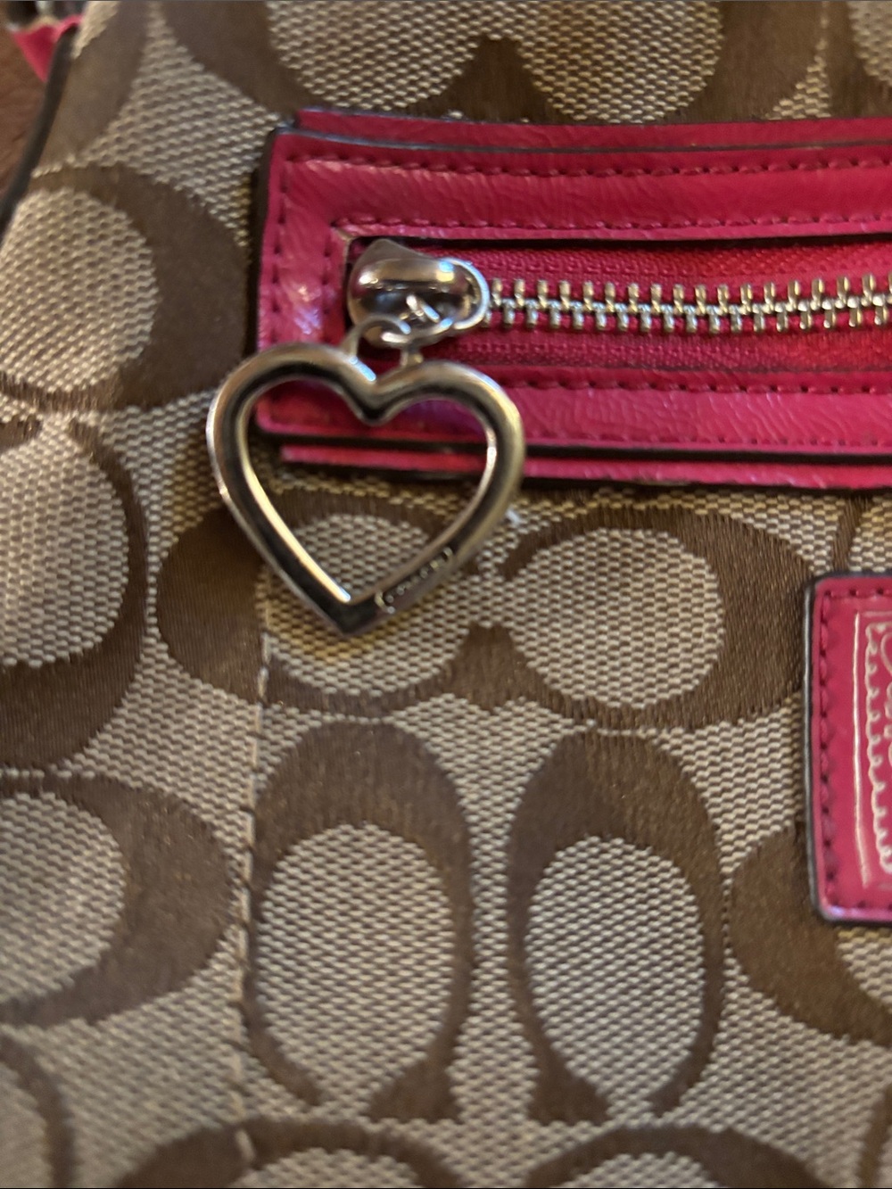 Coach Brown Signature Crossbody with Pink Accents - Picture 7 of 7